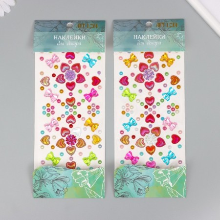 Sticker of rhinestones plastic "Rose and bows" MIX 25x10 cm-1