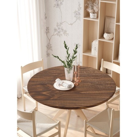 Tables on the table "Wood texture", round, oxford, elastic band, size 140x140 cm, diameter 105-120 cm-2