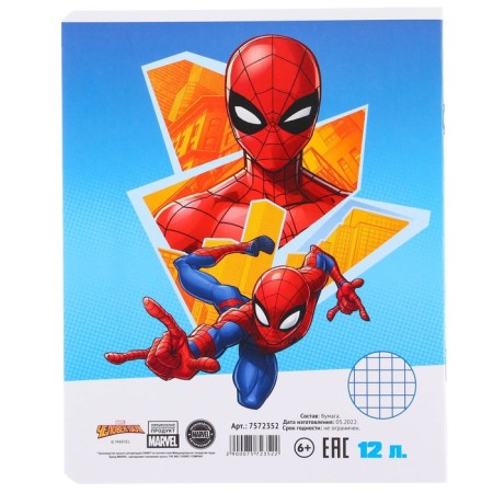 A set of notebooks 10 pieces, 12 sheets, in a cage, cover coated cardboard, spider-man-1