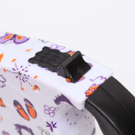 Roulette with a leash, rubber pen, 5 m, animal weight up to 15 kg, patterns on white-1
