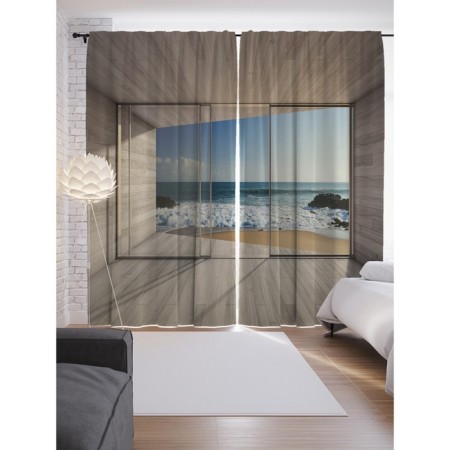 Photostes "Sea behind glass", Saten, size 145x265 cm, 2 pcs