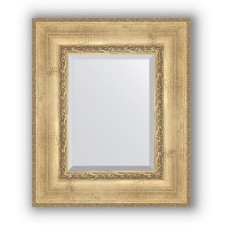 Mirror with fatset in a baguette frame - aged silver with an ornament of 120 mm, 52 x 62 cm, evoForm