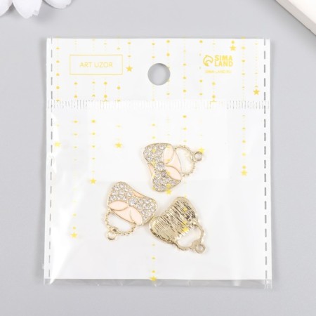 Decor for creativity metal, enamel, rhinestones "handbag" gold 1.8x2 cm-3