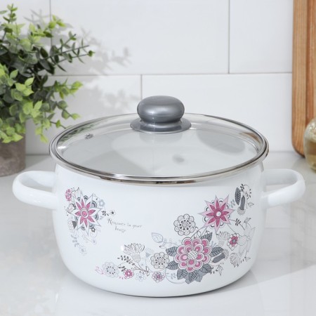 Spring romance pan, 4 l, glass cover, induction