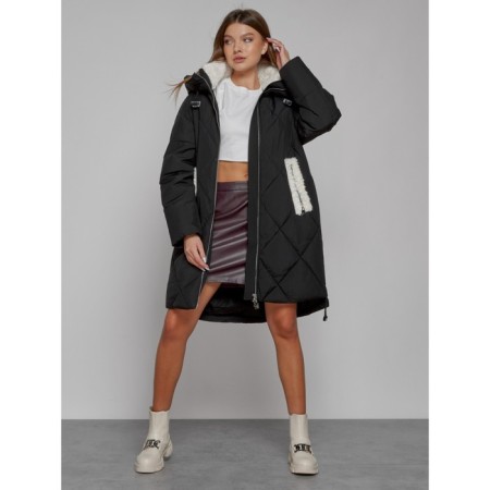 Coat insulated winter female, size 48, black color-10