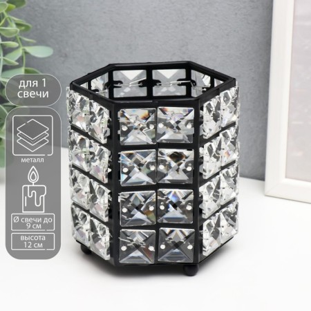 Summary Metal for 1 candle "Crystals" multi -ruble black 12x11x11 cm
