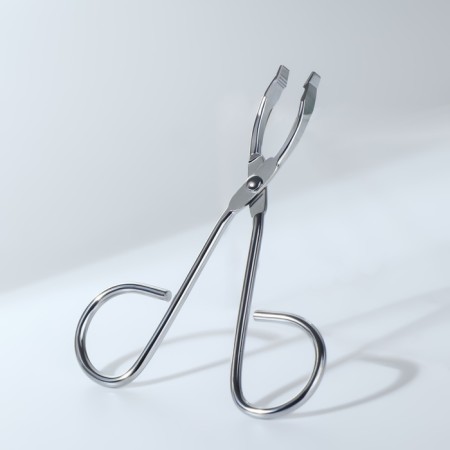 Pinzet in the form of scissors, straight, 8.2 cm, silver color-1
