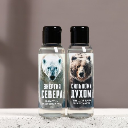 Gift set "strong spirit", shower gel and hair shampoo, 2x100-2