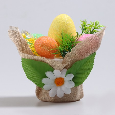 Easter decor "Basket with eggs" 11x11x12 cm-1