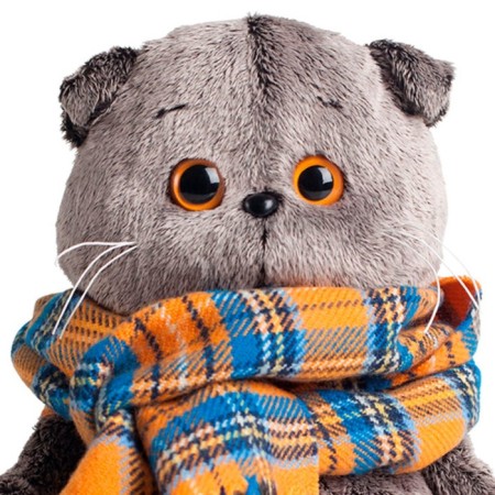 Soft toy "Basik" in a scarf in a cell, 30 cm-1