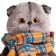 Soft toy "Basik" in a scarf in a cell, 30 cm