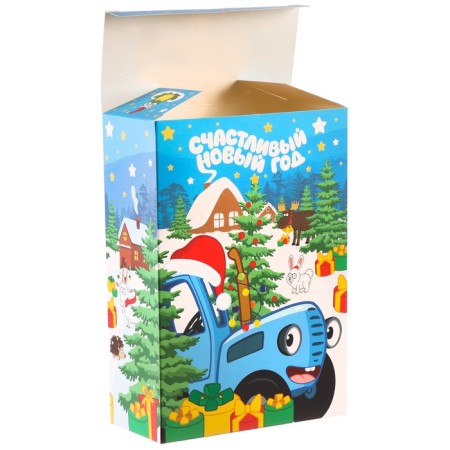 Gift box "New Year" 16x23x7.5 cm, blue tractor-5