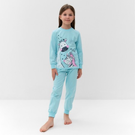 Pajamas for a girl, mint color, height 98 cm