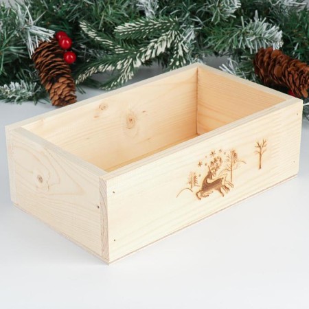 Kashpo wooden 24.5 × 14 × 8 cm "New Year's. Deer in the snow"