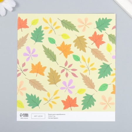 Scrapbooking paper "Autumn leaves" density 180 g 15.5x17 cm-1