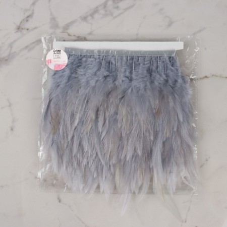 Braid with feathers of a rooster, 10-15 cm, 5 ± 0.5 m, color gray color-5