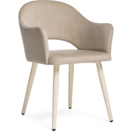 Stol on a metal frame Apr Metal/velor, beige/beige 57x57x81 cm