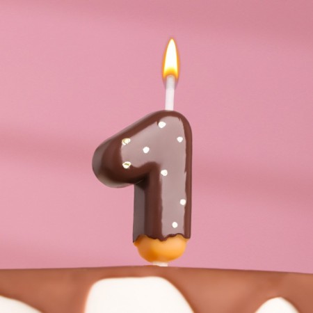 Candle in the cake "Chocolate icing", number "1", 3.8 cm