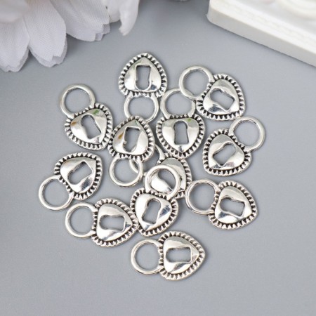 Decor for creativity Metal "Hanging lock - heart" silver 288M008 1.7x1.2 cm-1