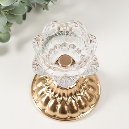 Summary metal, glass per 1 candle "Ice flower" d = 5 cm gold 8x8x12 cm-3