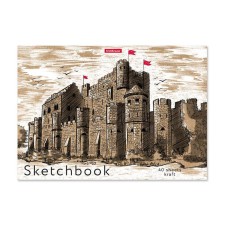 Album for A4 sketches, 40 sheets on Etude glue, covered cartoon cardboard 170 g/m2, hard substrate, craft paper 100 g/m2