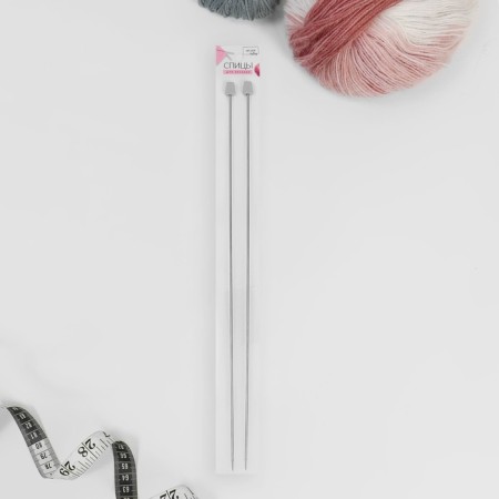 Knitting needles, straight lines, d = 2 mm, 35 cm, 2 pcs-2