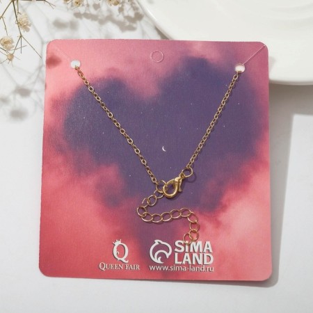 Pendant "Art" heart, white color in gold, 40 cm-2