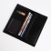 Male purse without fastener, department for bills, for maps, for coins, black color
