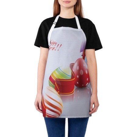 Apron kitchen with a photo print "Ribbon and Easter eggs", adjustable, size OS