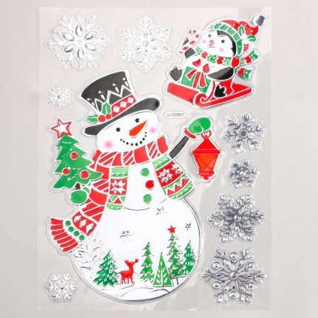 Plastic sticker "Snowman and penguin" 24x33 cm