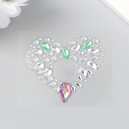 Stick plastic rhinestones "Heart" Mix 6.2x4.9 cm-2
