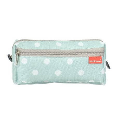 The pencil case is soft, 2 compartments, volumetric, 100 x 210 x 50 mm, Erich Krause, Dots in Mint, Mint 52288-1
