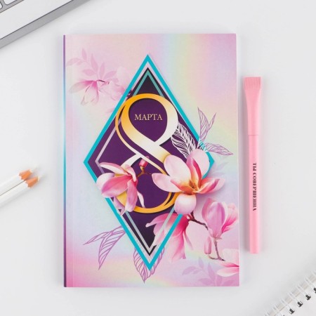 Set "March 8 Orchid in the Rhombus": A5 diary A5 80 sheets and eco -hand-2
