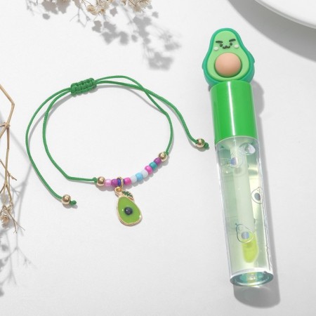 Set 2 objects: bracelet, lip gloss "avocado", color, 6 cm-1
