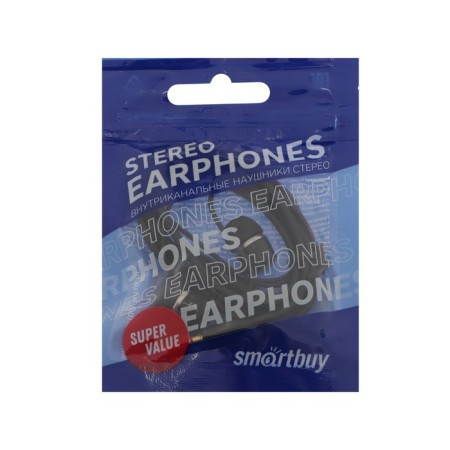 Smartbuy Model v, vacuum headphones, microphone, 93DB, 16om, 3.5mm, 1.1m, package, black-1