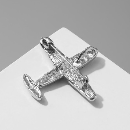 Brooch "Airplane" tourist, white color in silver-2