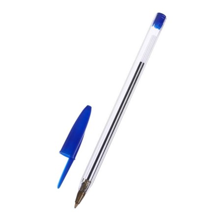 Set of ballpoint pens 4 pieces, blue rod 0.7 mm, transparent body with a blue cap-2
