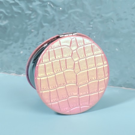 Folding mirror "crocodile", d = 7.5 cm, pink color-3