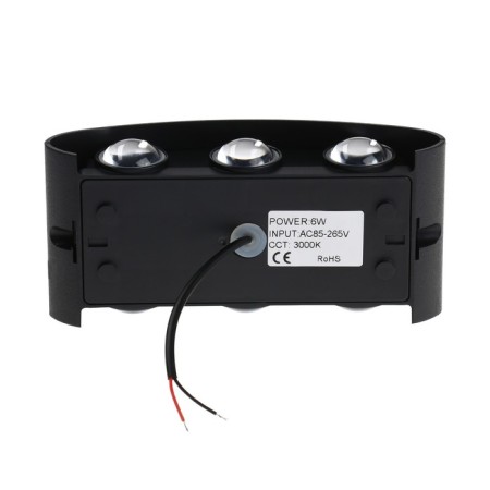 Facade lamp "Semosfer", FSD-070, 6 W, 3000K, 3 rays, IP65, 220 V, plastic, black 100842-7