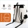 A backpack with a zipper, 5 outer pockets, beige color/black