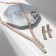 Set 3 objects: earrings, necklaces, ring "path" rectangles, white color in gold