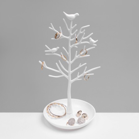 Stand for jewelry "Birds on a tree", 15.5 × 15.5 × 32 cm, white color-1