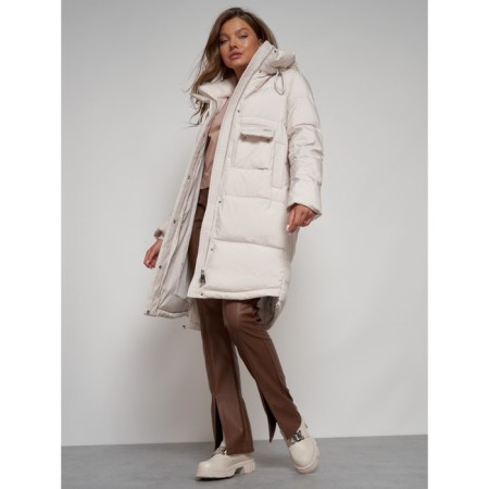 Coat insulated winter female, size 50, beige color-12