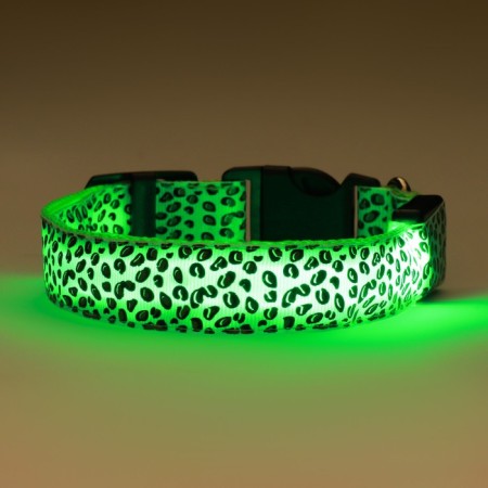 Collar with backlight leopard 3 glow modes size XL, Osh 60-70 x 2.5 cm Green-3
