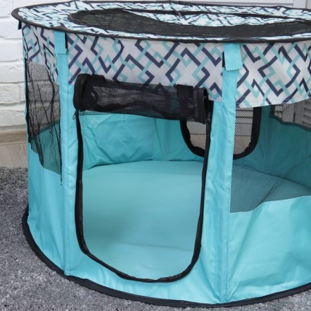 An animal aviary, a tent with a pattern, round, 90 x 55 cm, blue-6