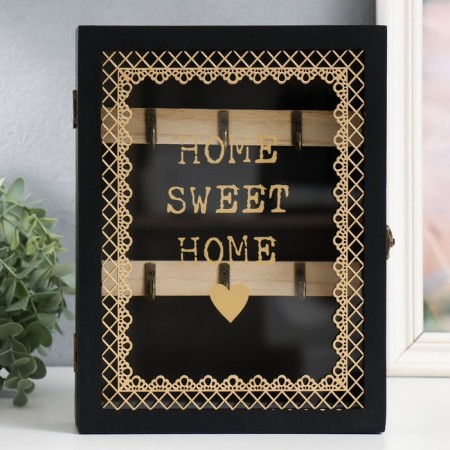 Klyuchnitsa tree 6 hooks "House, cute house" Black 20x5.5x26 cm