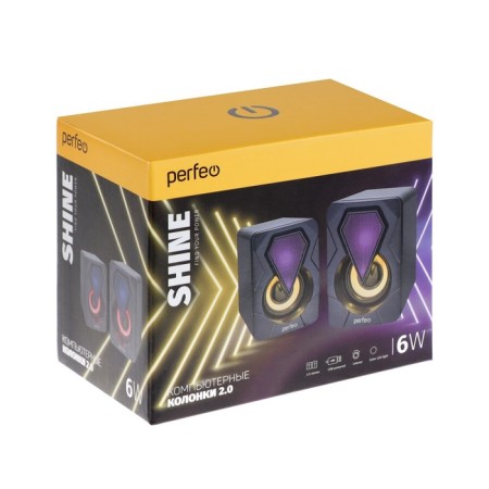Computer speakers 2.0 Perfeo Shine, 2x3, USB, LED backlight, black-8