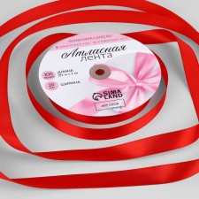 Satin tape, 20 mm × 91 ± 1 m, color red No. 26