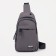 Male sling bag from textiles, headphone opening, gray color