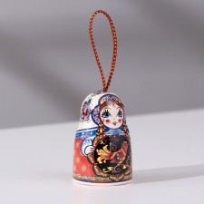 Matryoshka bell, Khokhloma, 5.5 cm